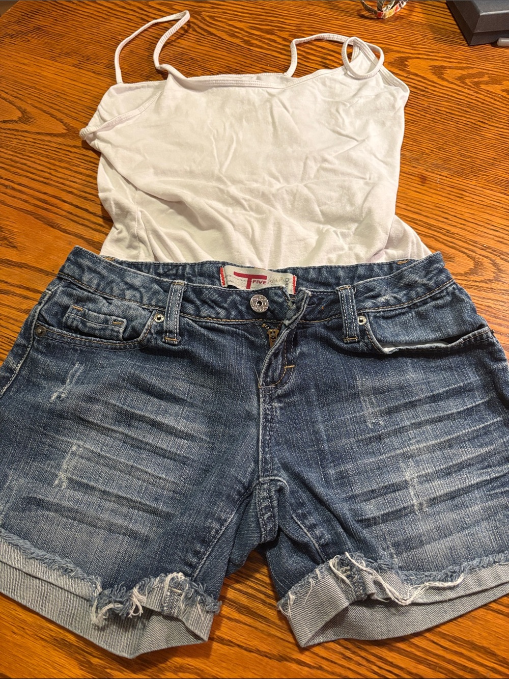 Shorts sm Women’s Distressed Denim Shorts - Blue 98 cotton 2% spandex & top med